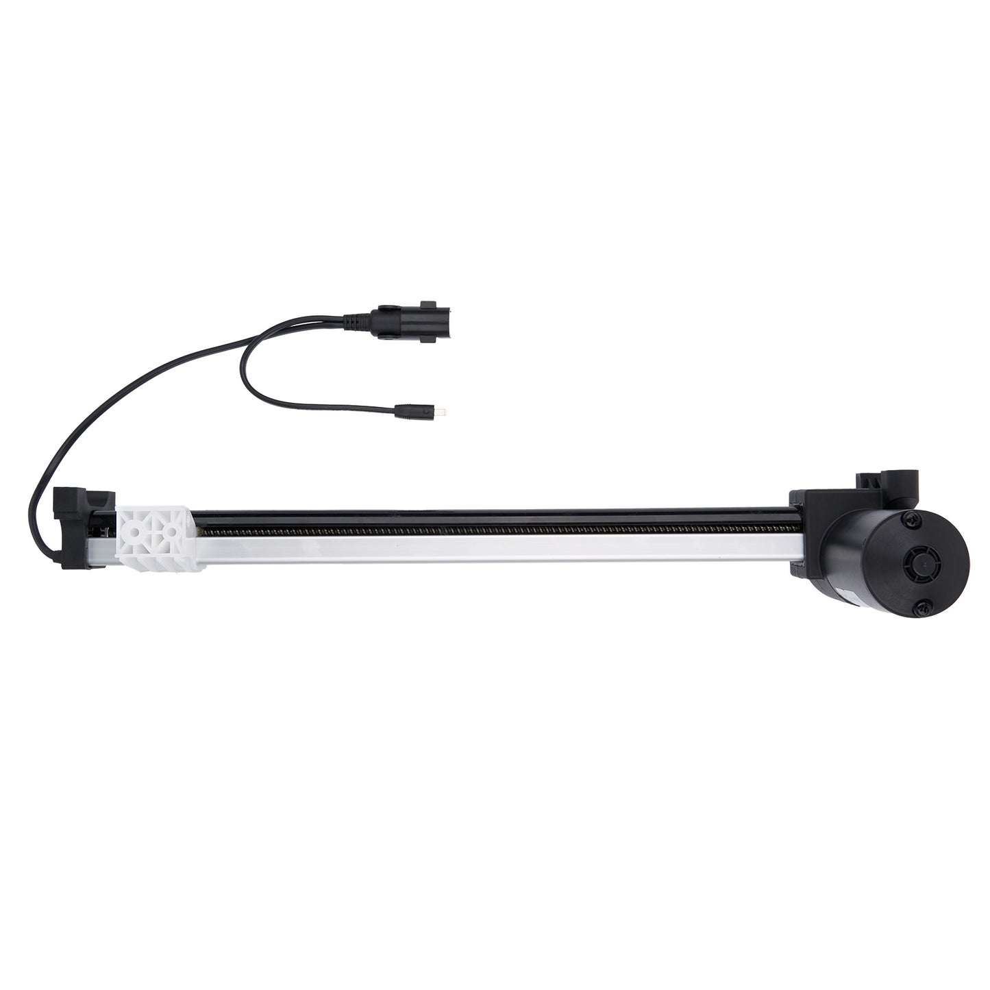 Black and white mechanical device on a white background