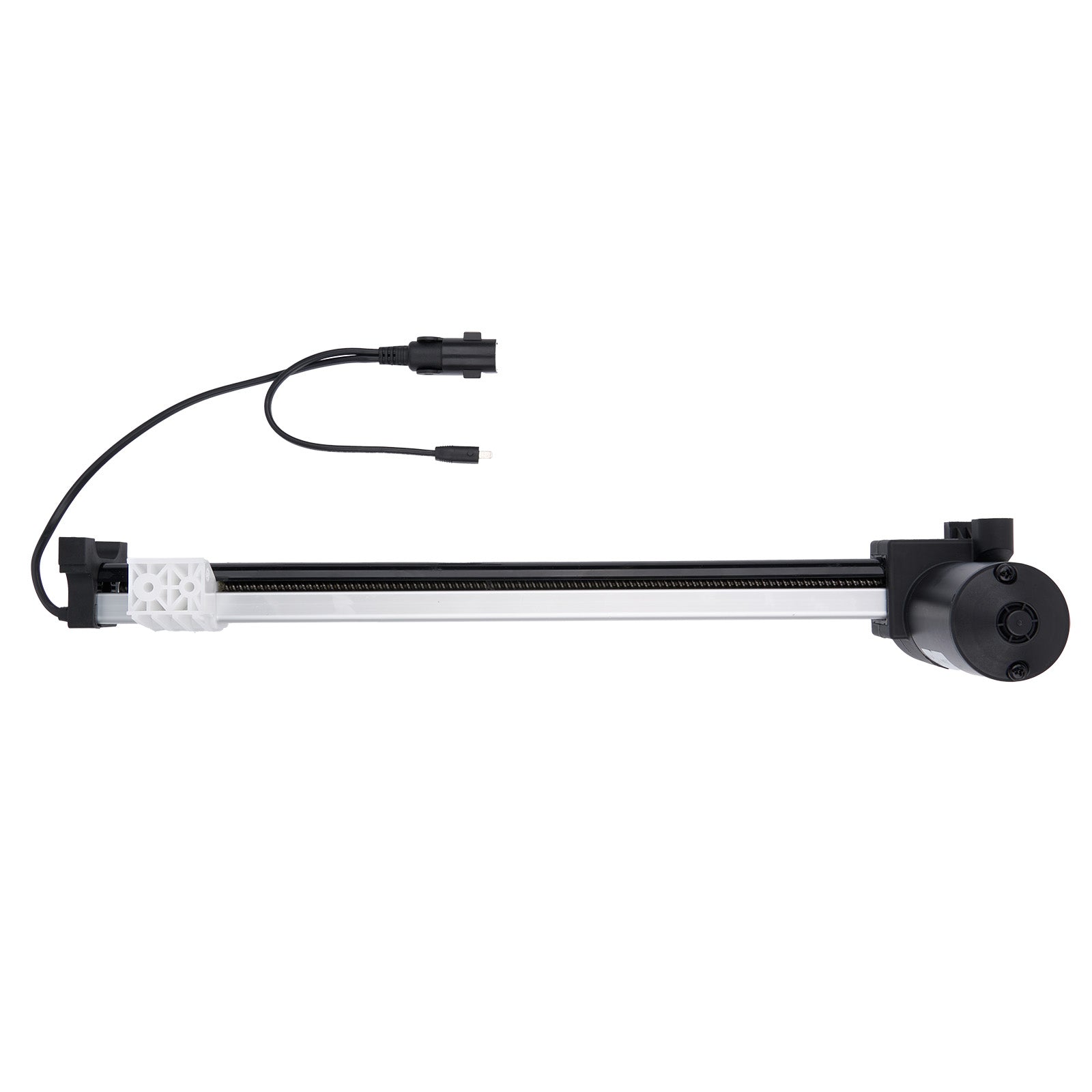 Black and white mechanical device on a white background