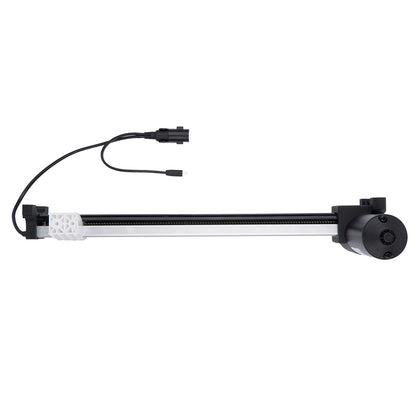 Black and white mechanical device on a white background