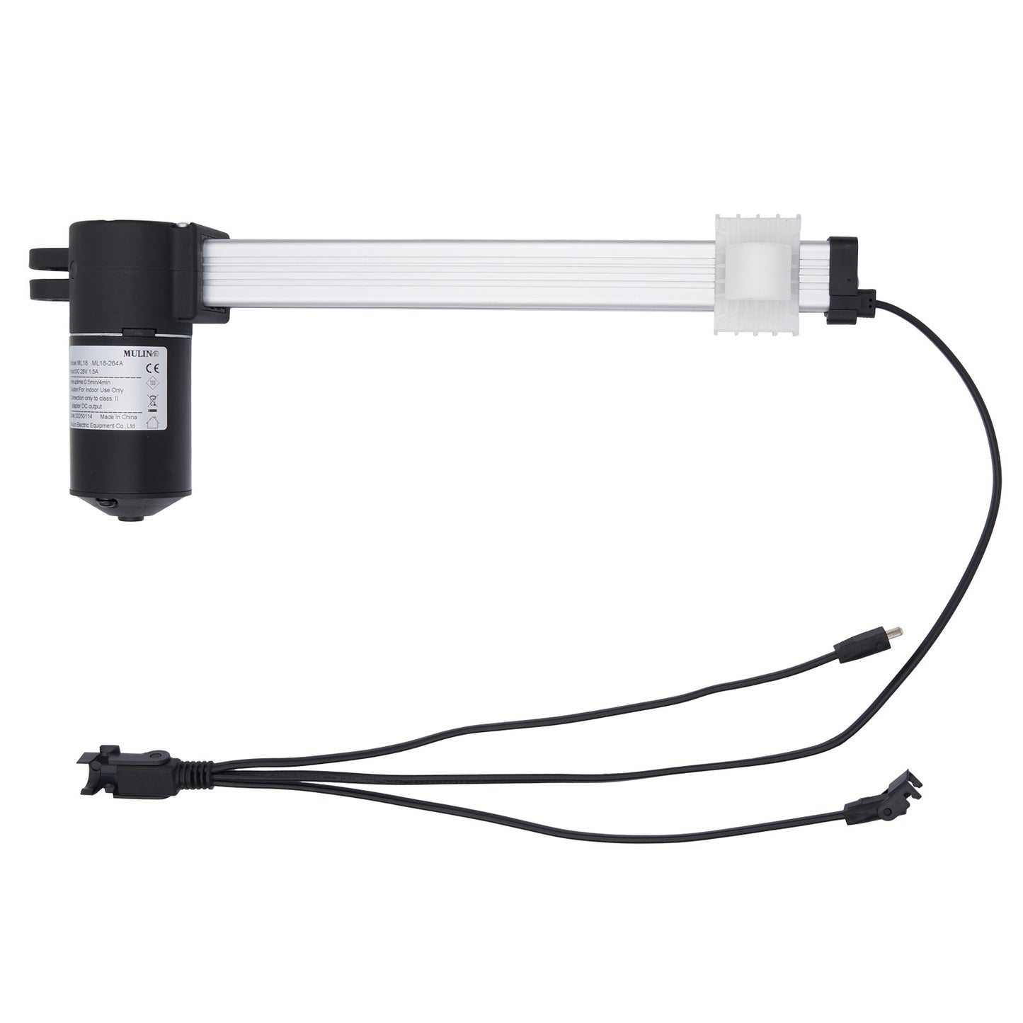 Electrical component with black and white parts on a white background