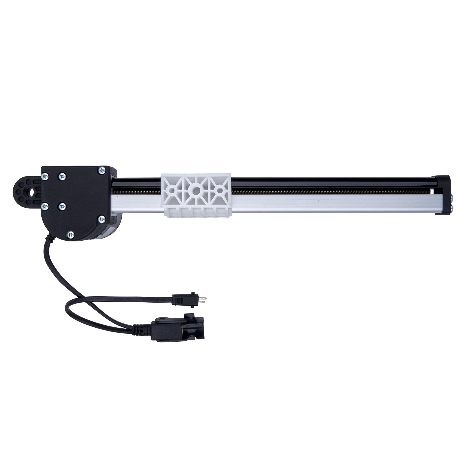 Black and white mechanical device on a white background