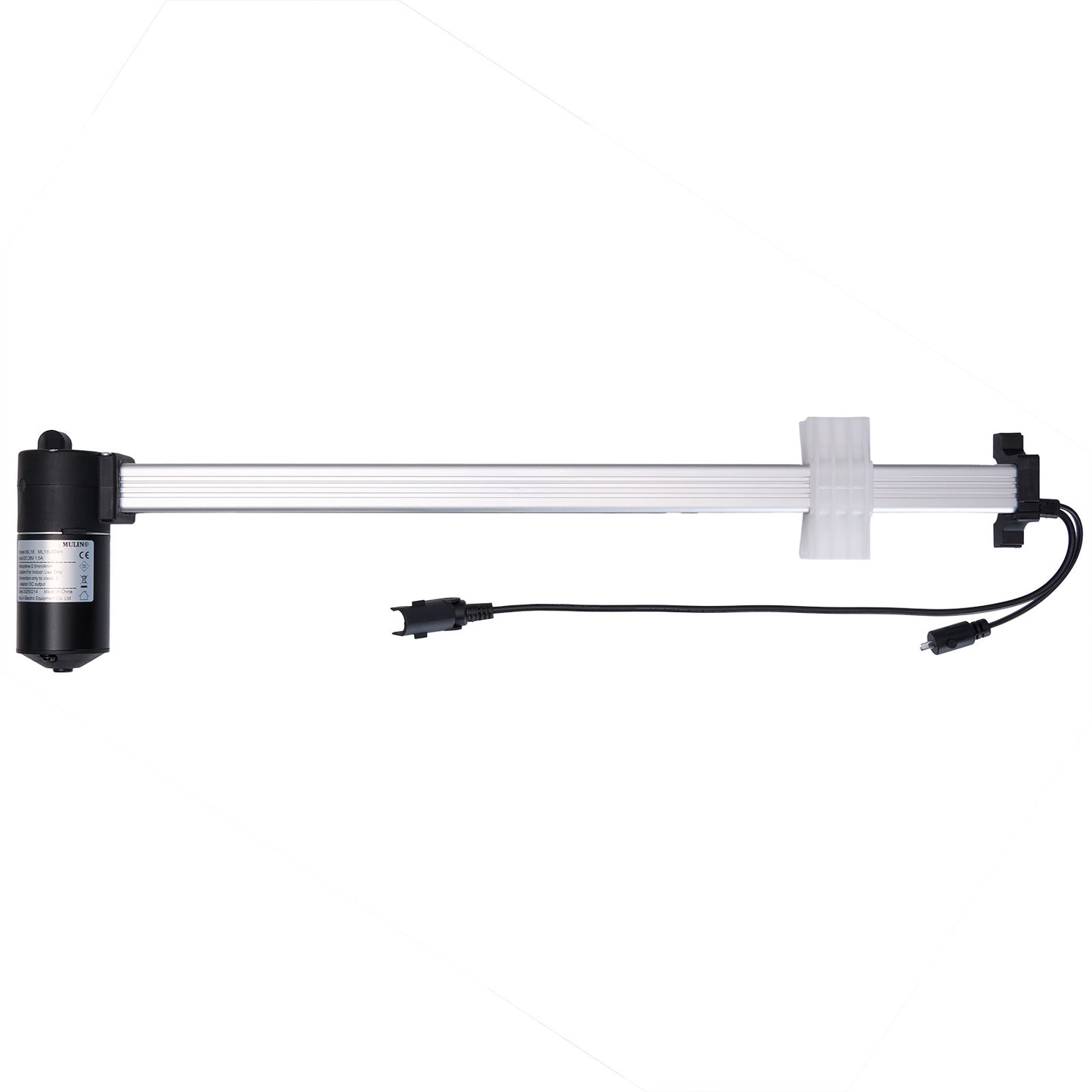 A MULIN ML18-304H linear actuator, typically used for recliner or lift chairs, with visible cables and connectors.