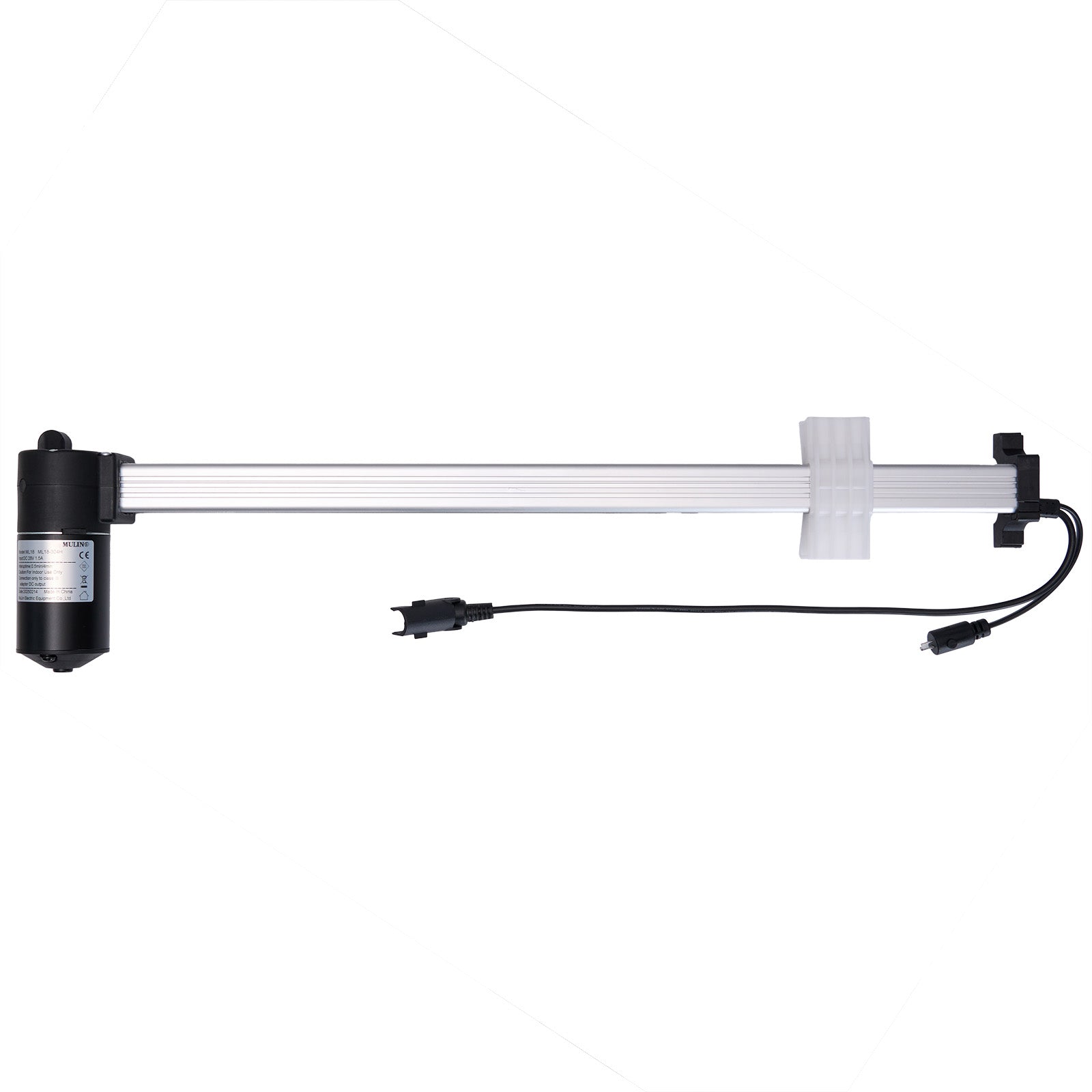 A MULIN ML18-304H linear actuator, typically used for recliner or lift chairs, with visible cables and connectors.