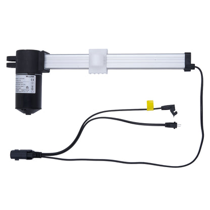 Electrical component with black connector and white cable on a white background