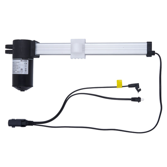 Electrical component with black connector and white cable on a white background