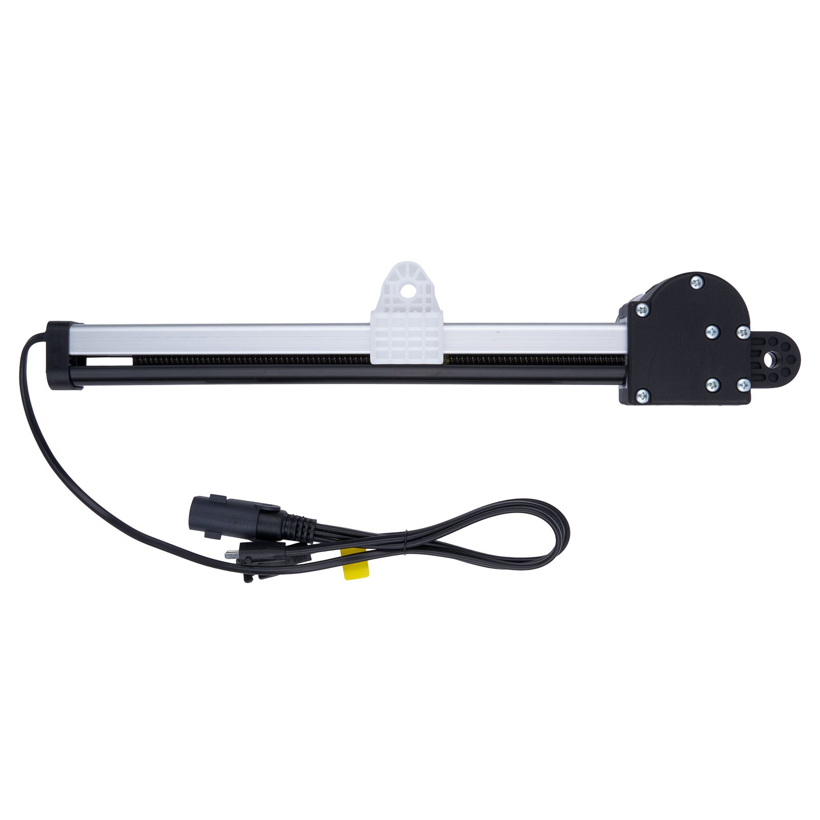Mechanical linear actuator with wiring on a white background