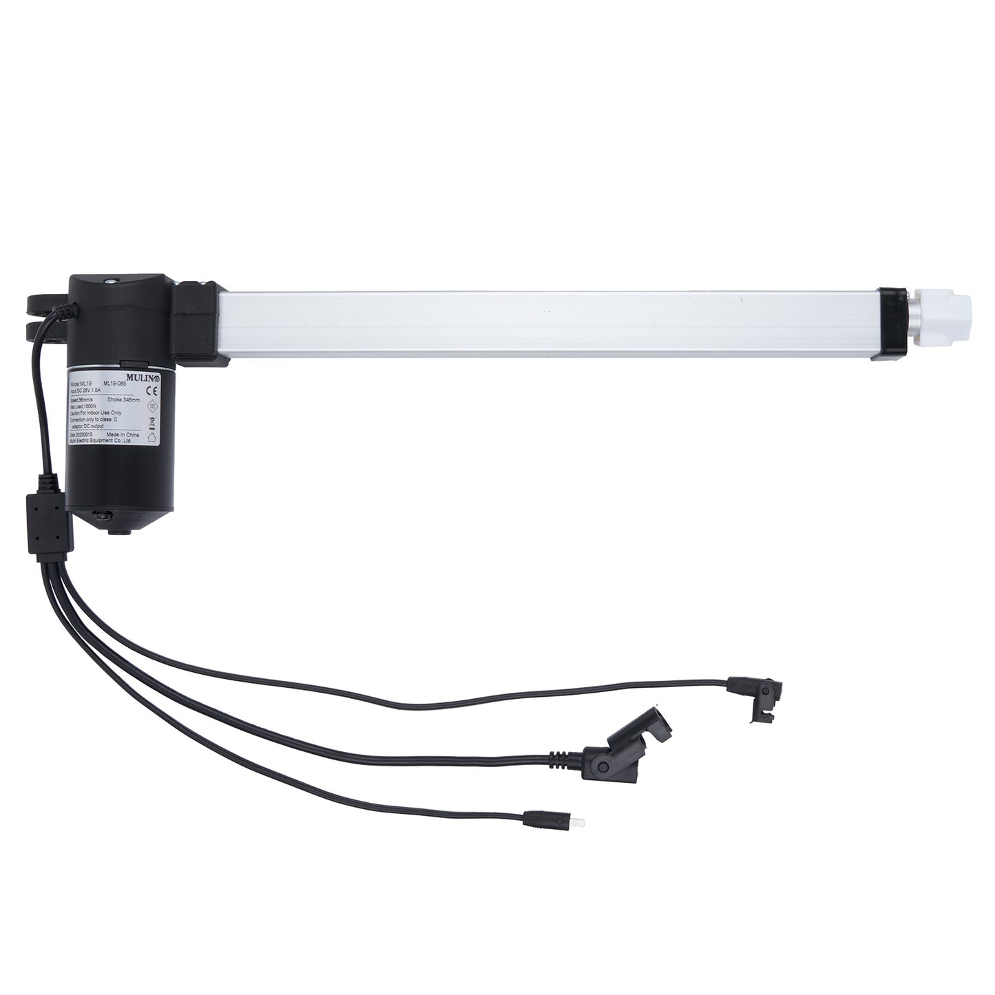 Linear actuator with cables on a white background