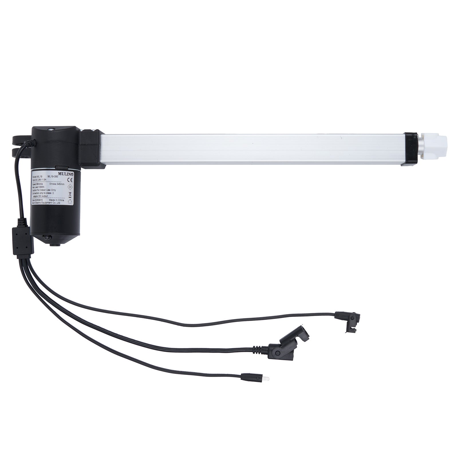 Linear actuator with cables on a white background