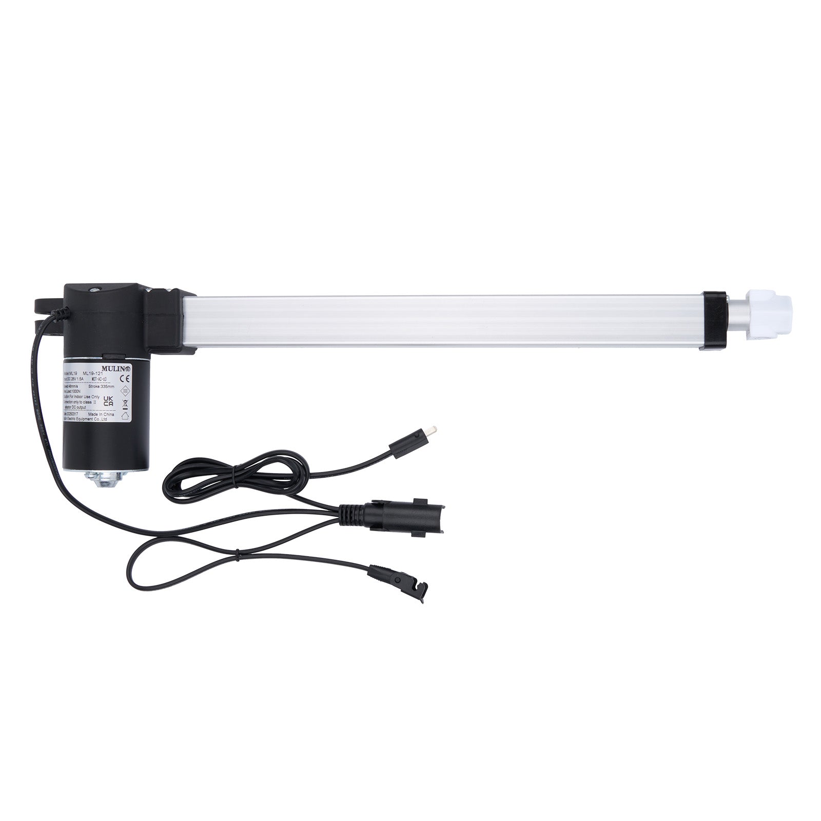 Linear actuator with cable on a white background