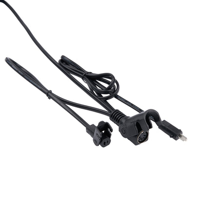 Black cable with connectors on a white background