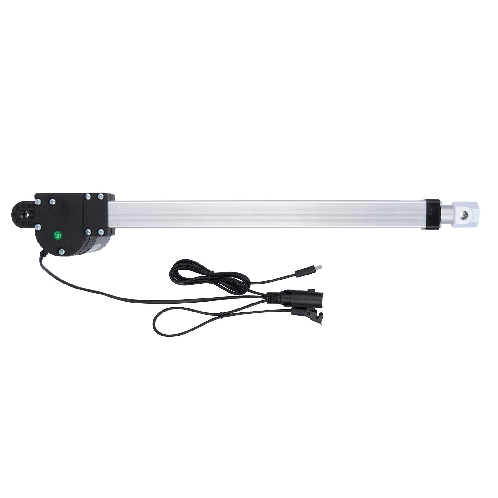 Linear actuator with power cable on a white background