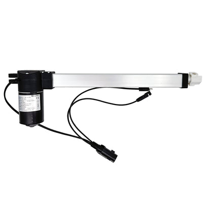 A MULIN ML19-223 linear actuator, typically used for powering recliner or lift chairs, with visible cables and connectors. The actuator is primarily black with some silver elements and cables.
