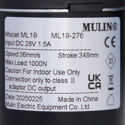 Technical label on a device with specifications and branding