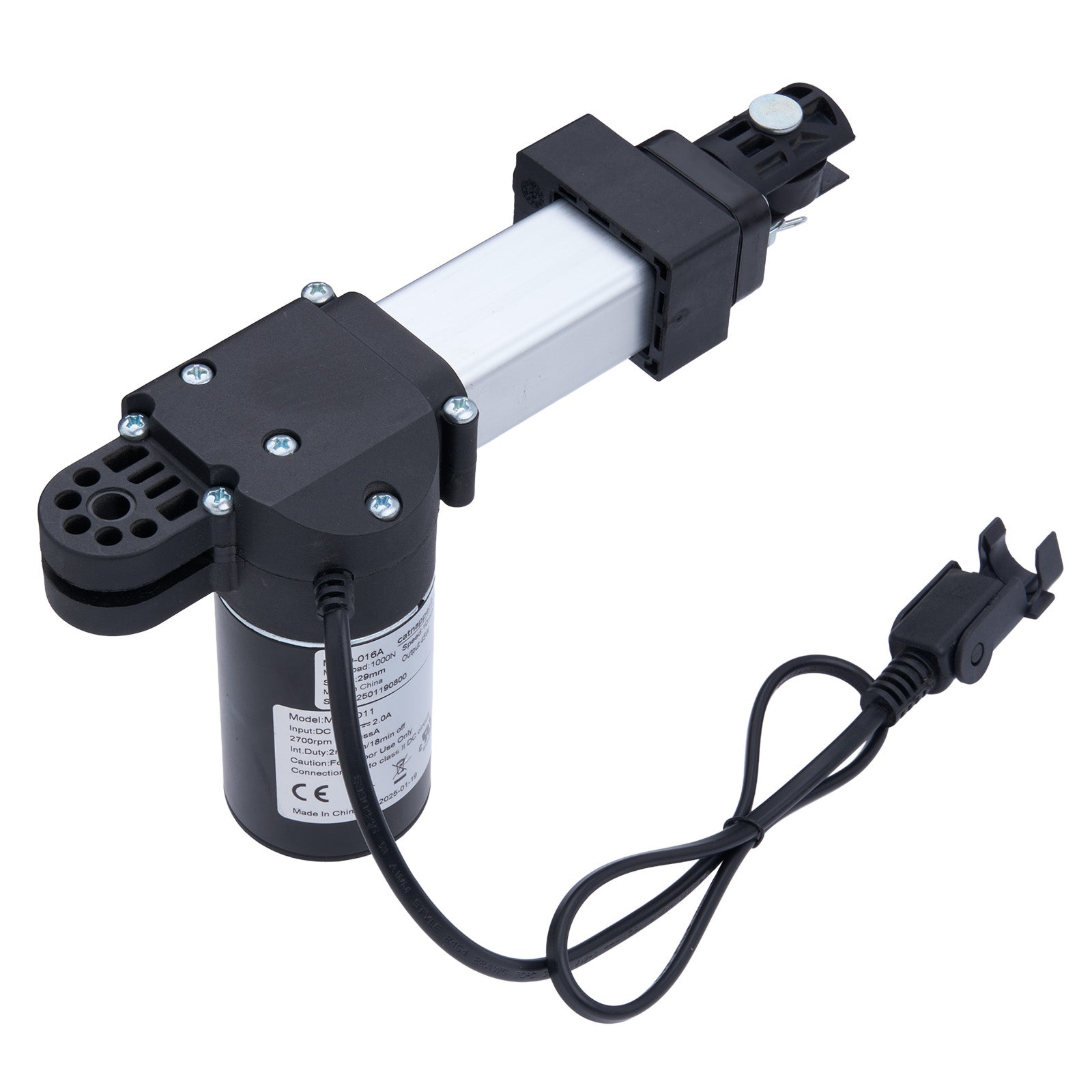 Electric actuator with wiring on a white background