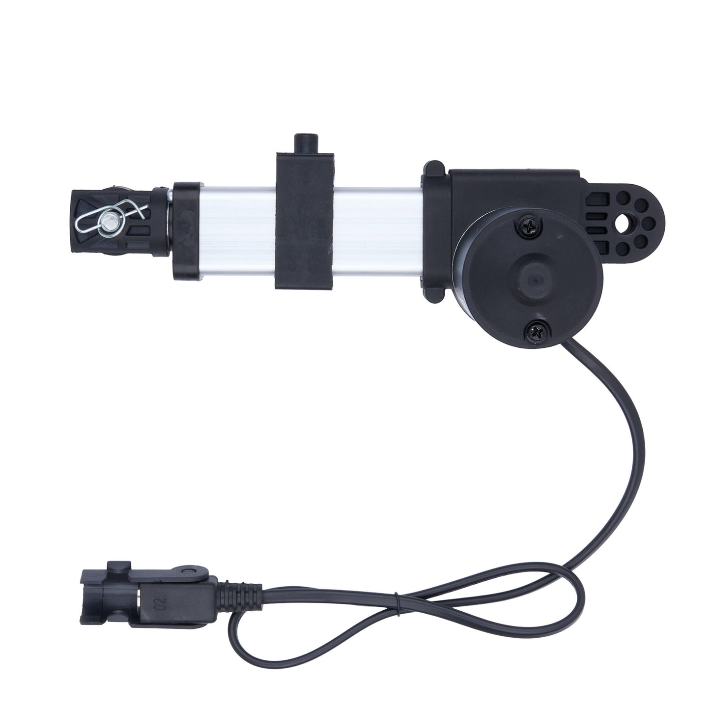 Mechanical device with a cable on a white background