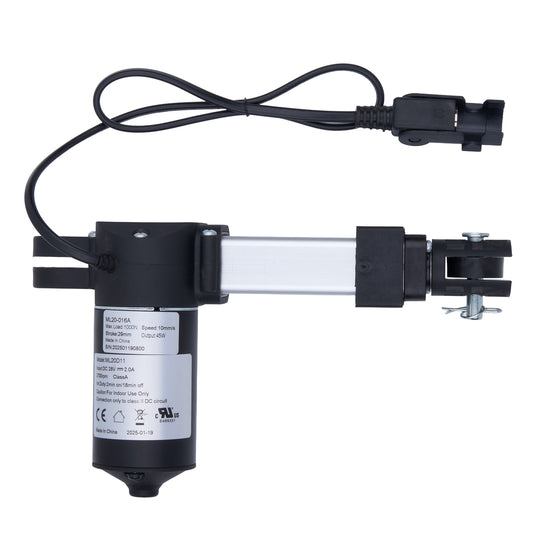 Electric actuator with power cord on a white background