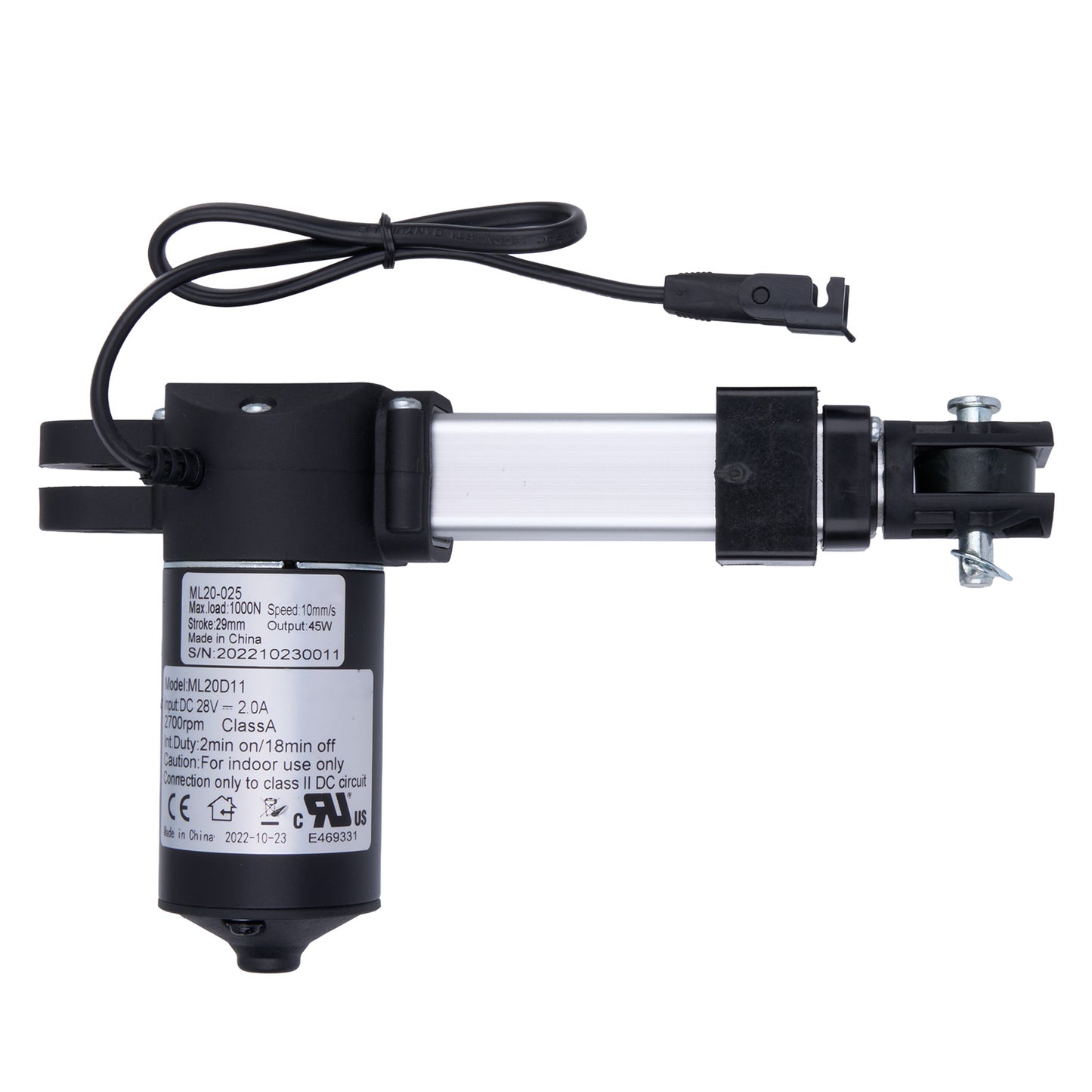 Mechanical component with a cable on a white background