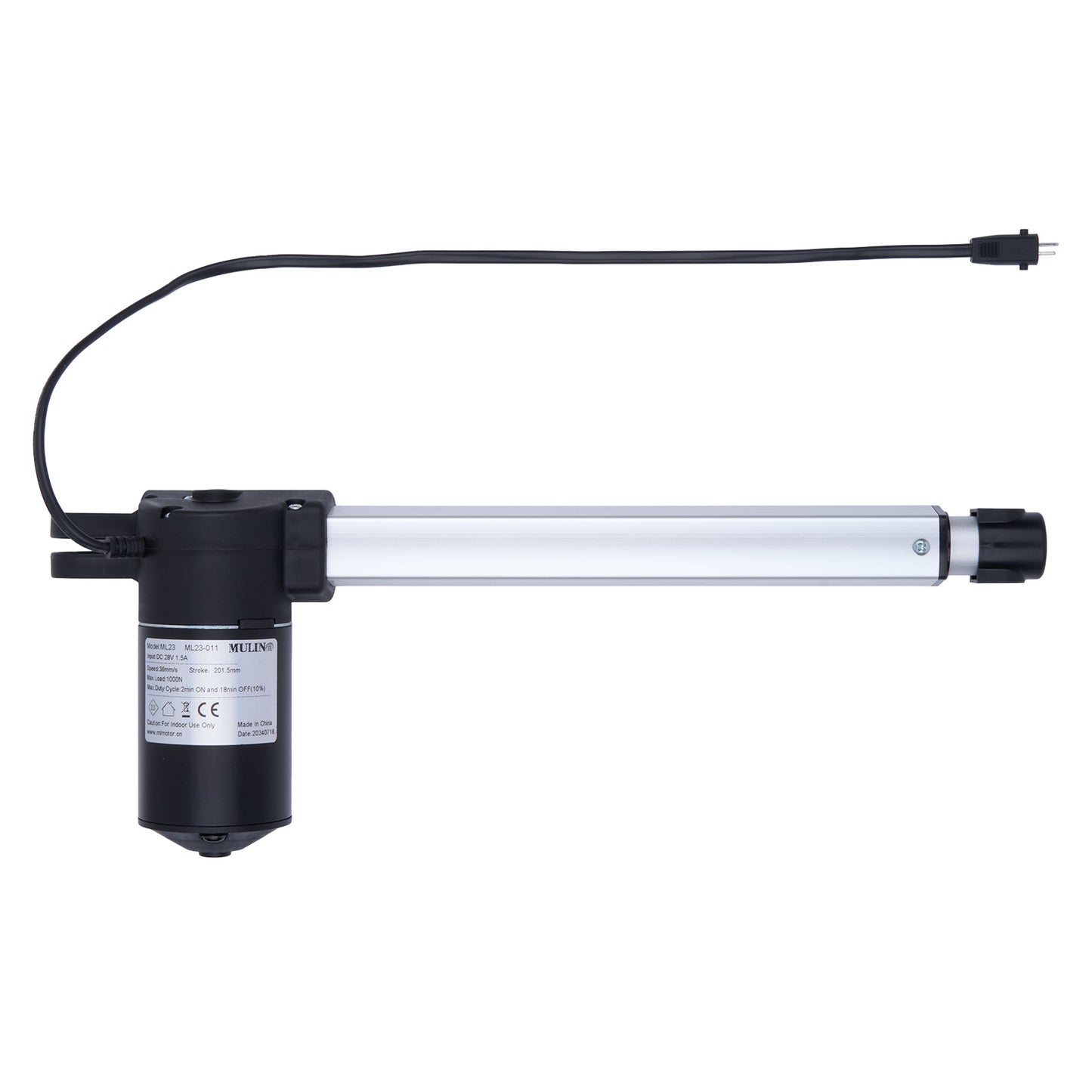 Linear actuator with cable on a white background