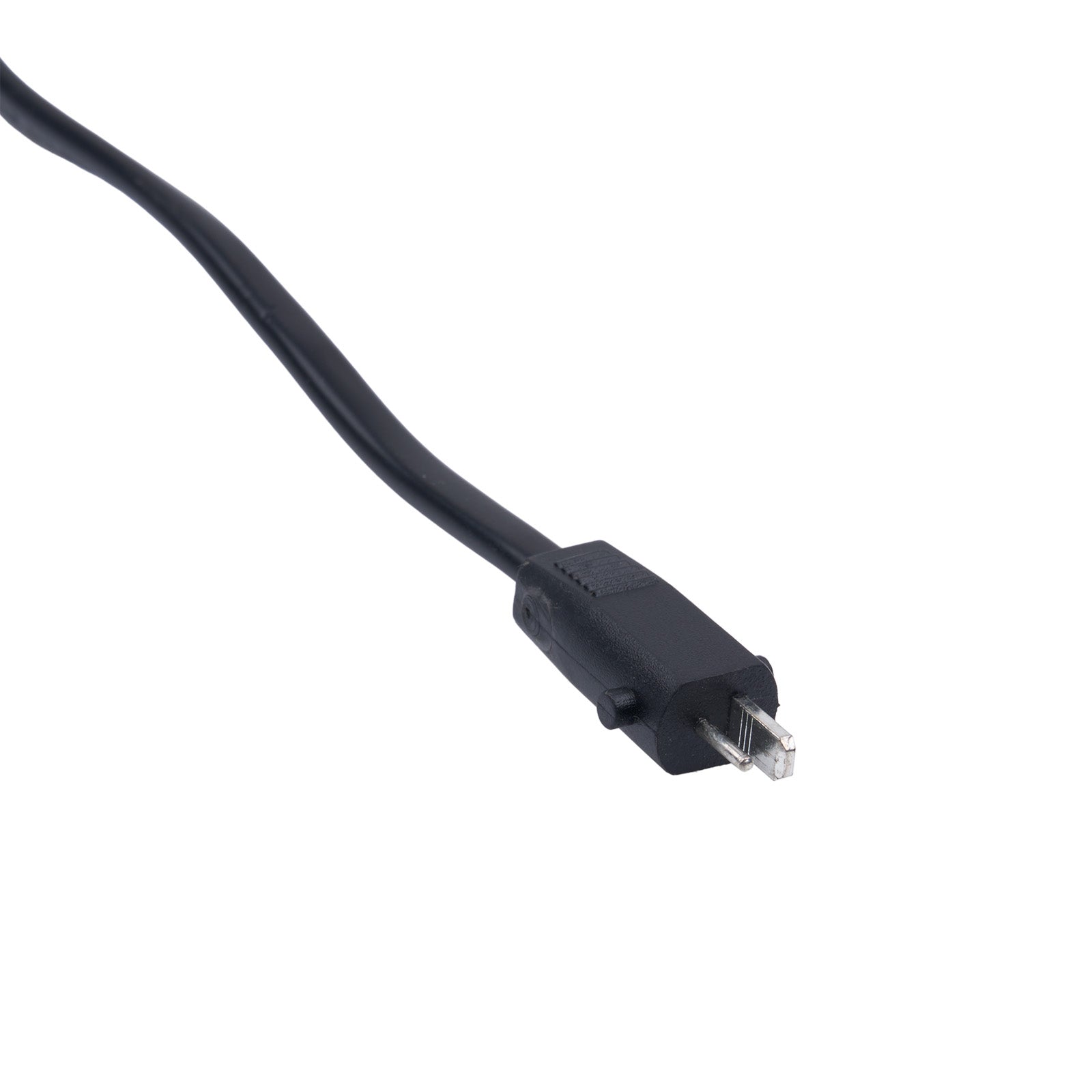Black USB cable on a white background