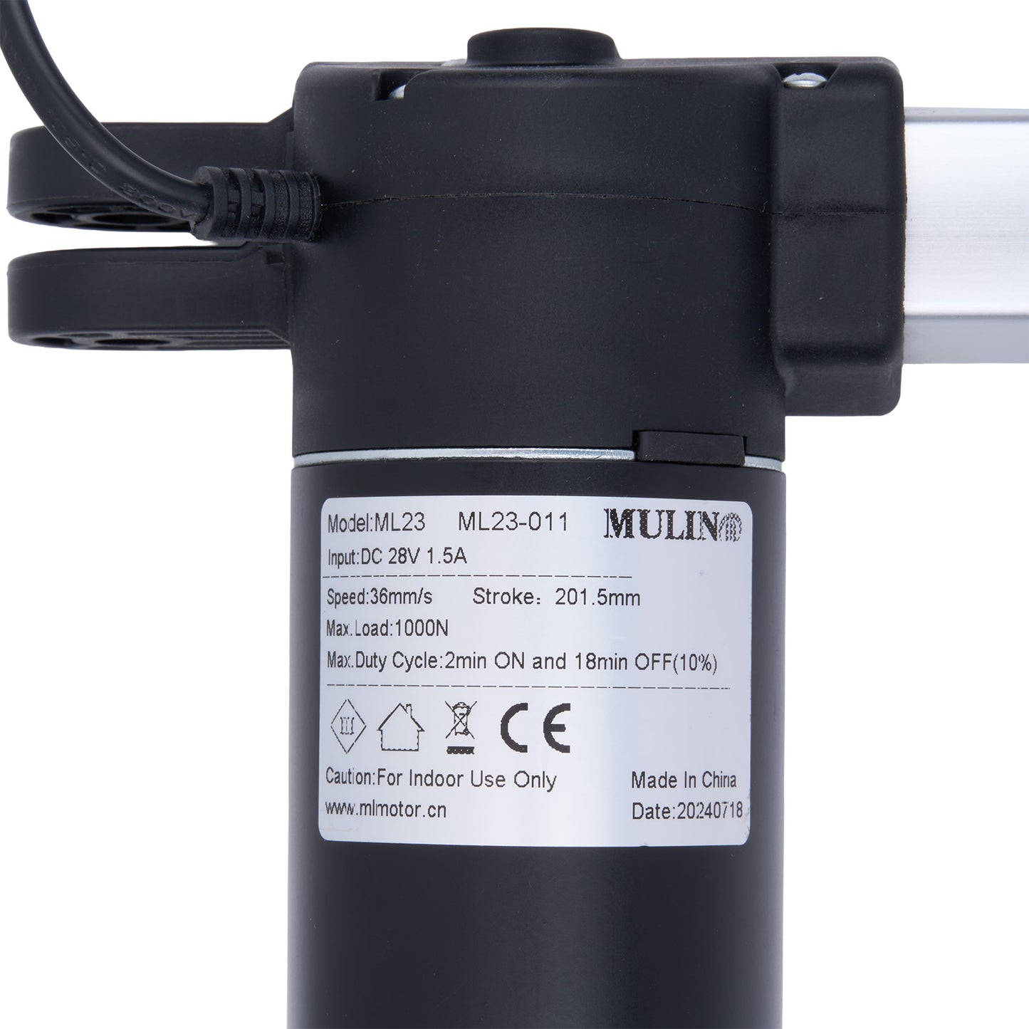 Black electric pump with label on a white background