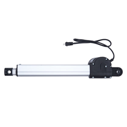 Linear actuator with black and white design on a white background