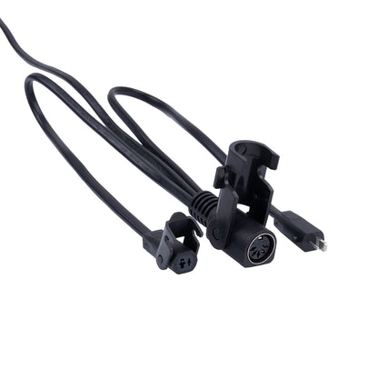 Black cable with connectors on a white background