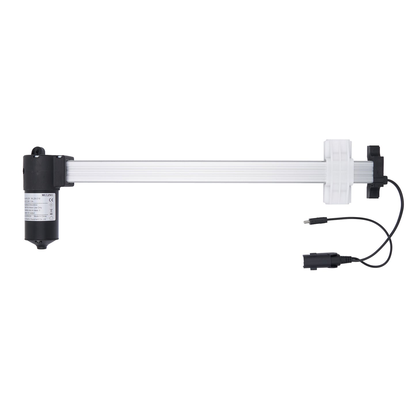 Mechanical arm with joints and cables on a white background