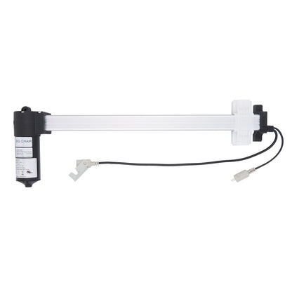 White mechanical arm with black connectors on a white background