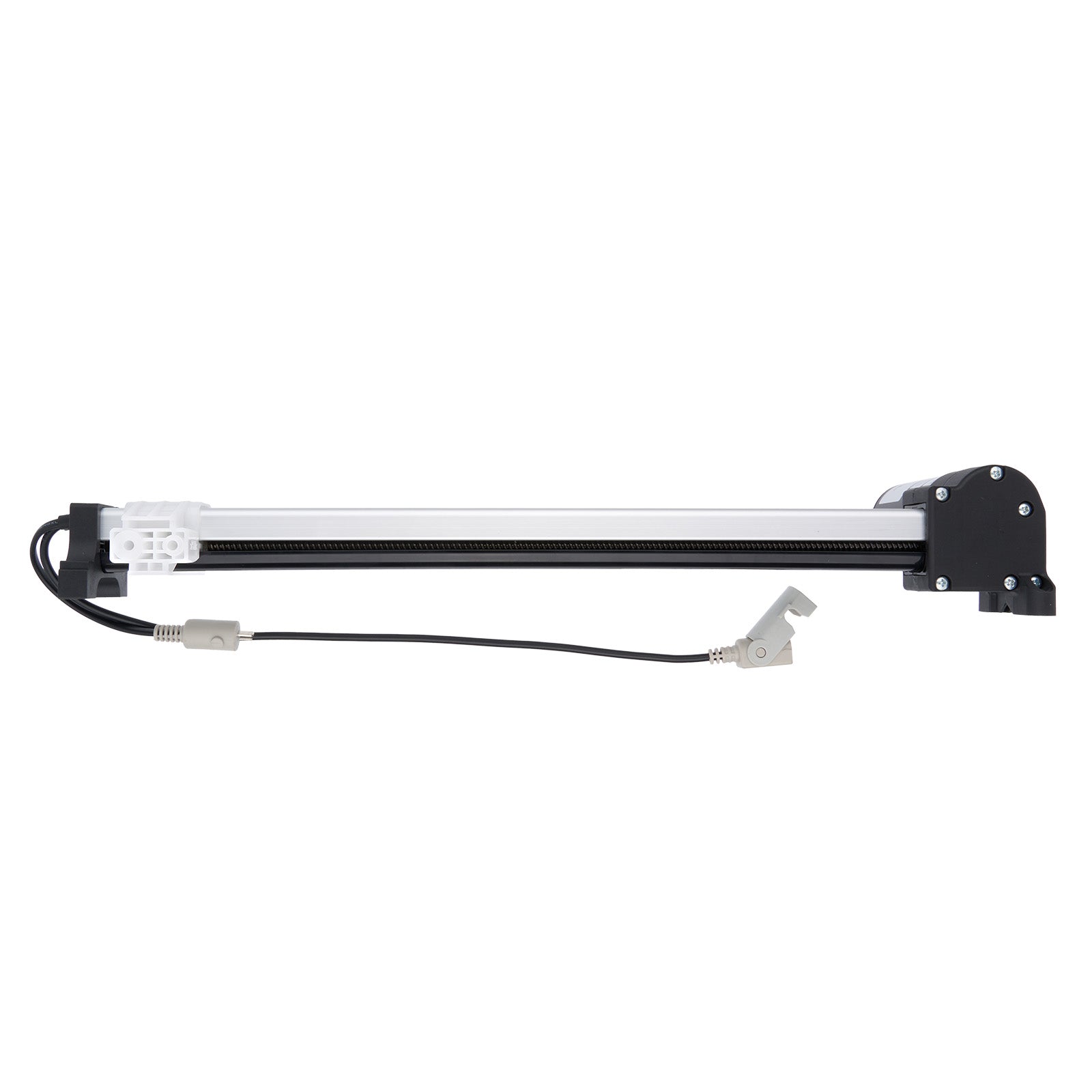 Mechanical arm or slider with connectors on a white background