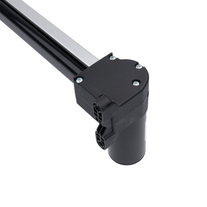 Black metal rod with a cylindrical component on a white background