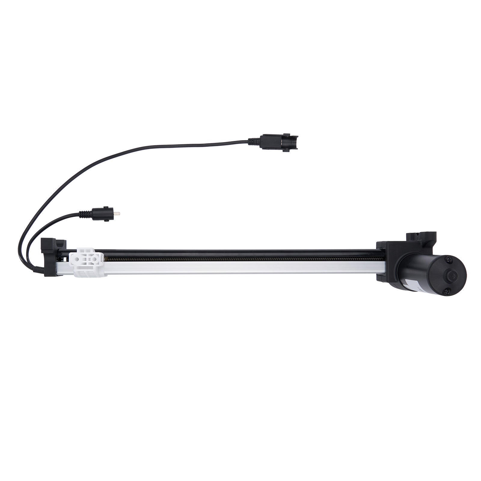 Black and white camera slider with cable on a white background
