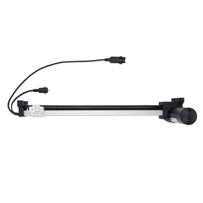 Black and white camera slider with cable on a white background
