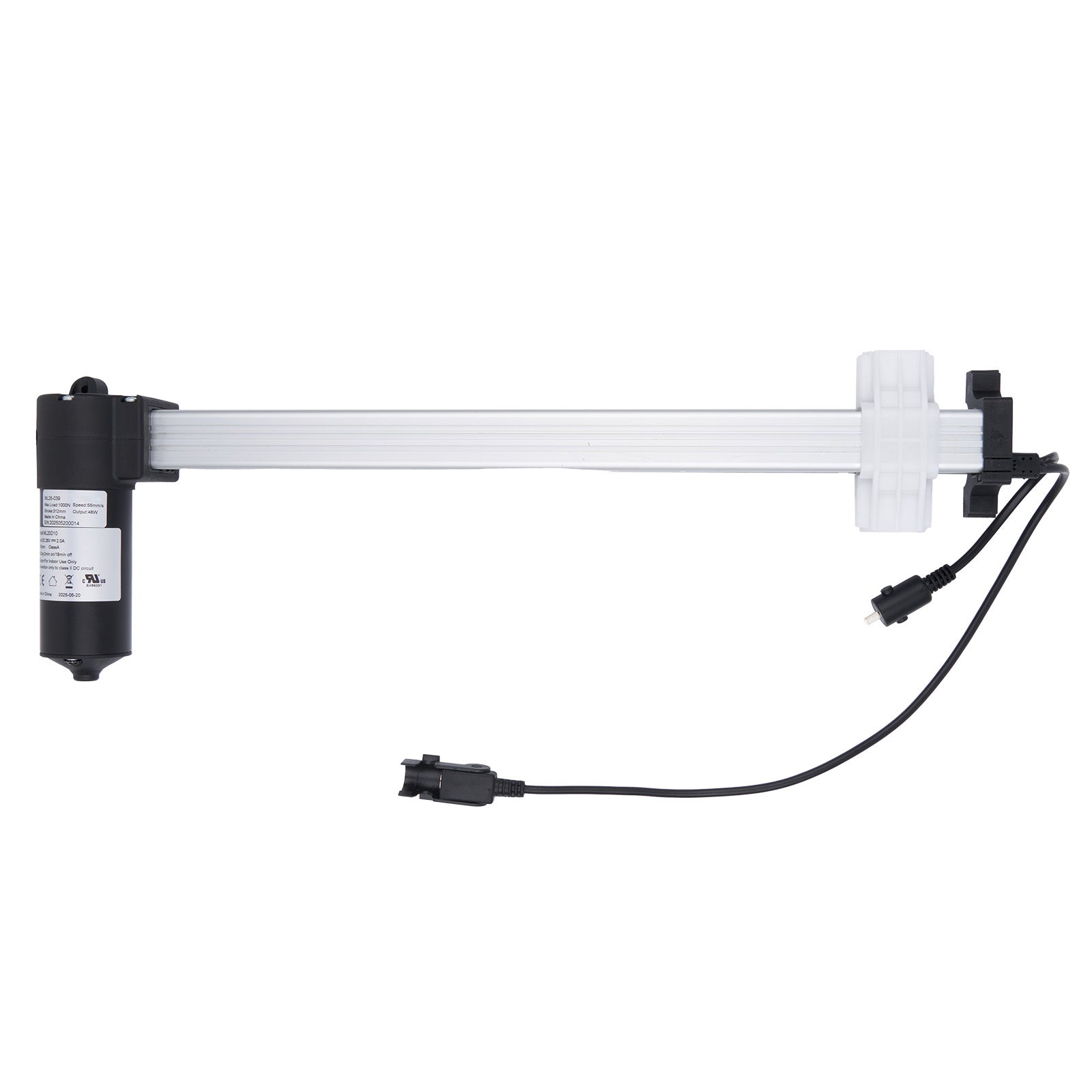 Mechanical arm with a linear actuator on a white background