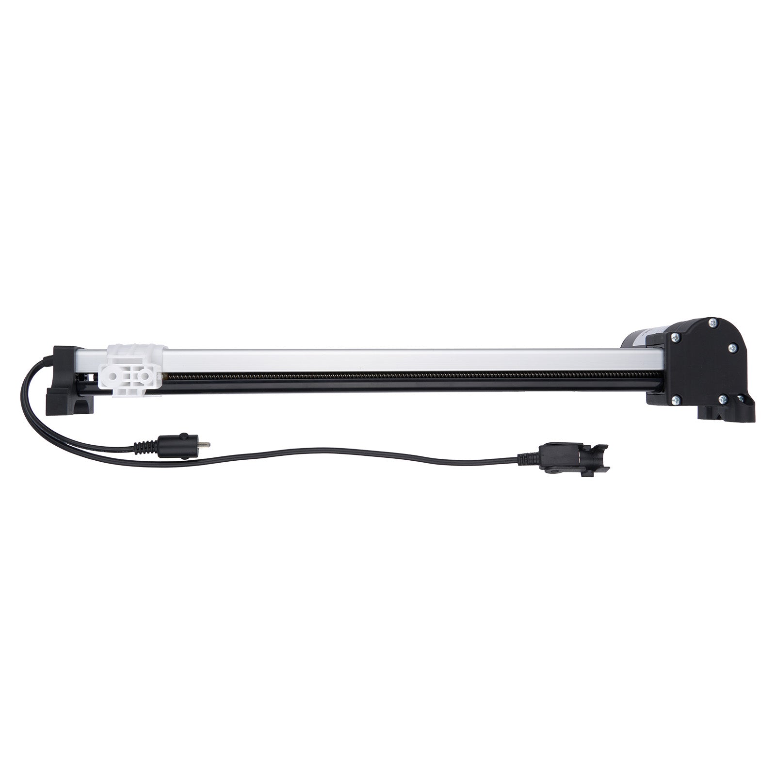 Light bar with black housing and power cord on a white background