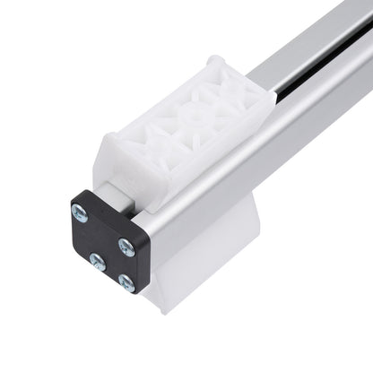 Metallic rod with a white plastic cap on a white background