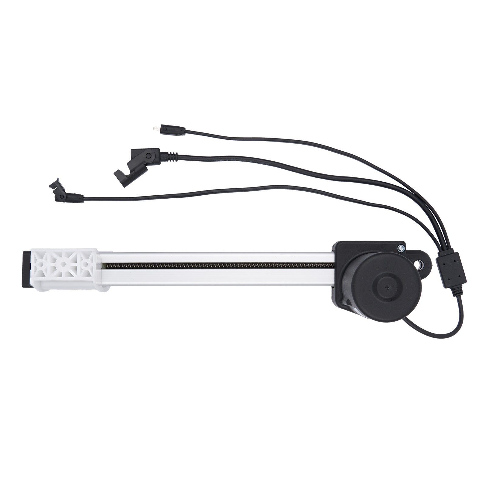 Mechanical component with black wires on a white background