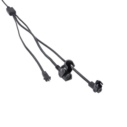 Black cable with connectors on a white background