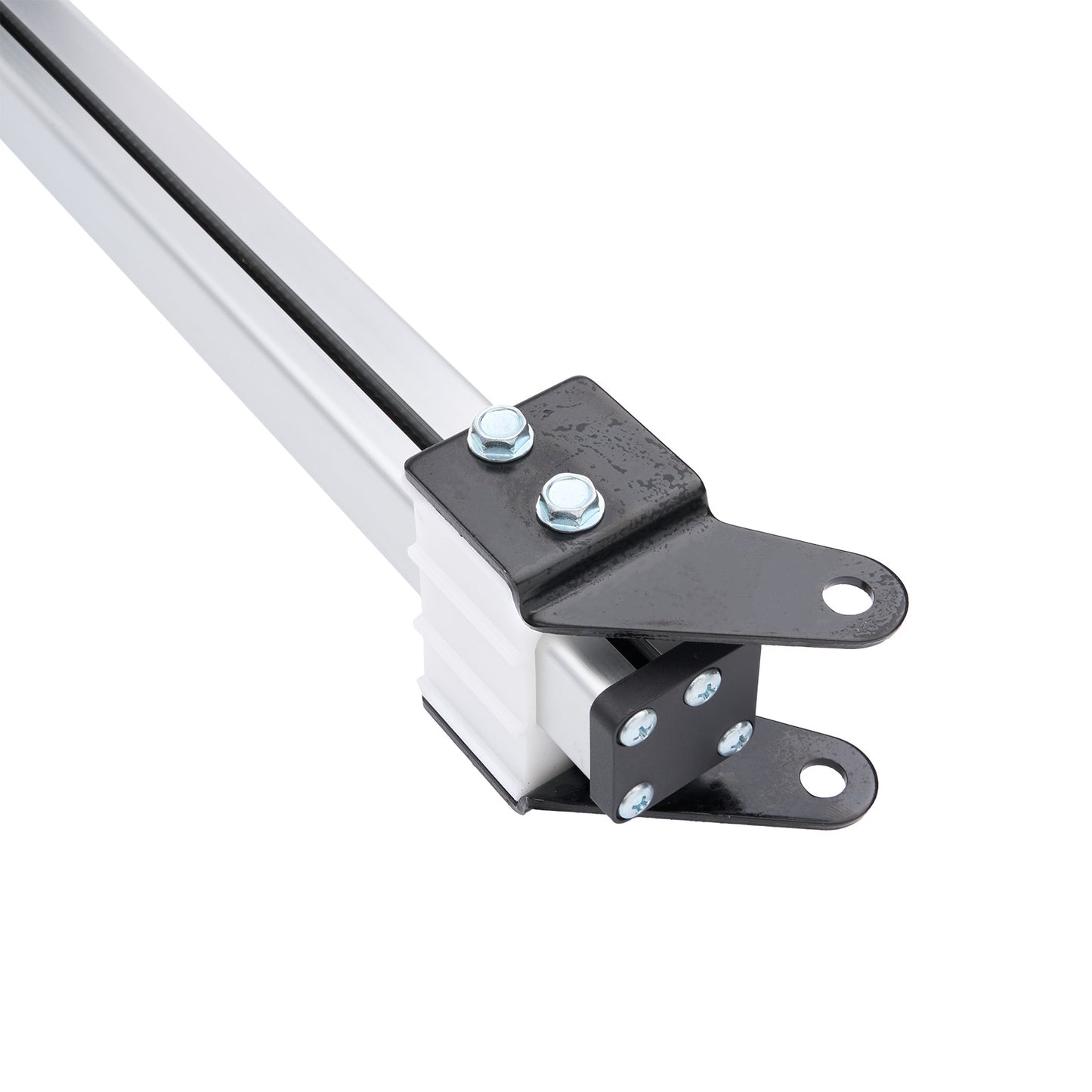 Metal bracket with screws on a white background
