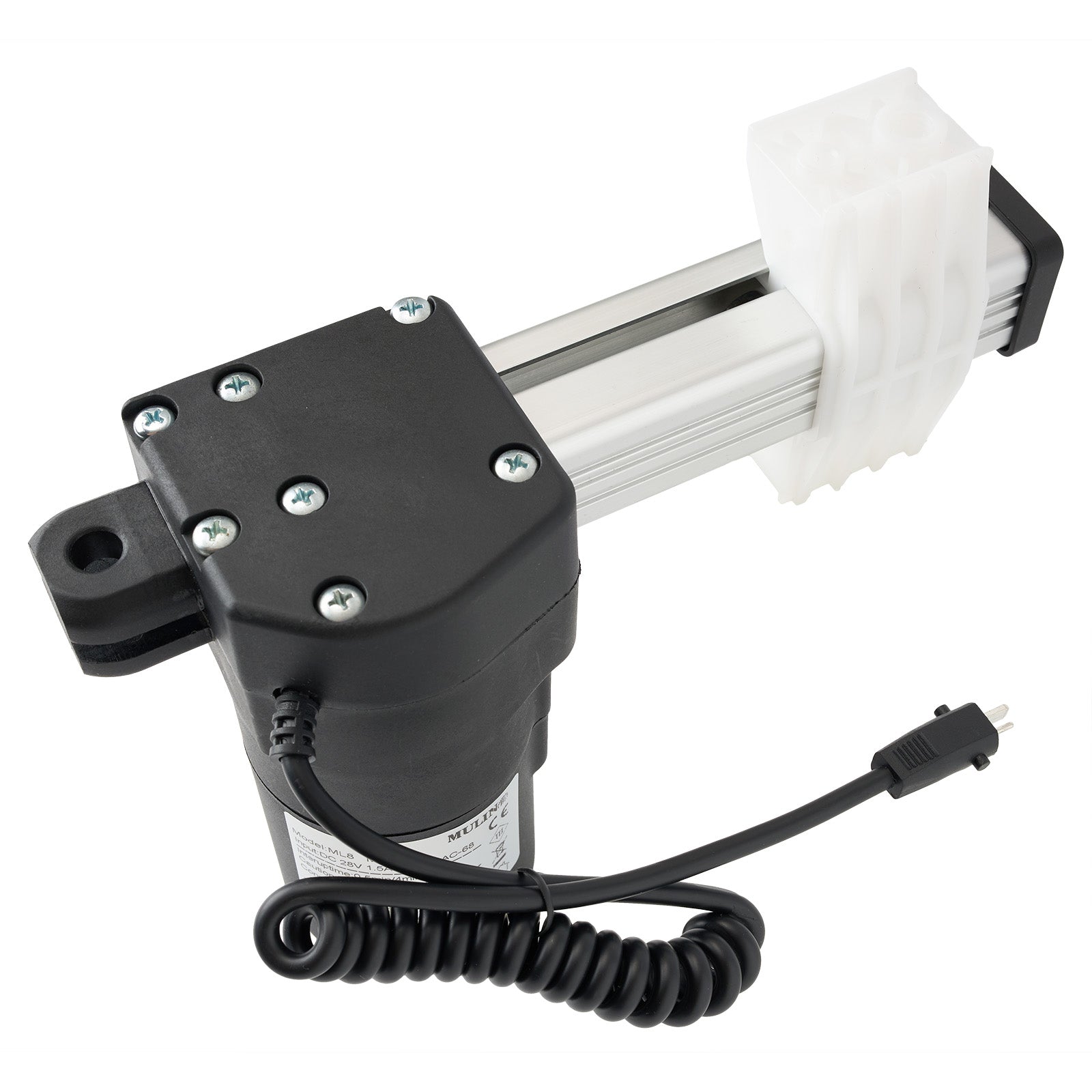 Black and silver pump with coiled cable on a white background
