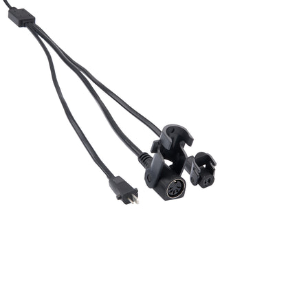 Black cable with connectors on a white background