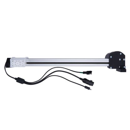 Mechanical arm with two cables on a white background