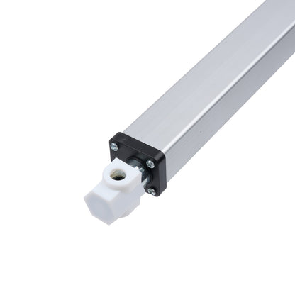 Metallic rail with a white connector on a white background