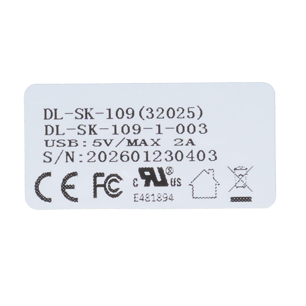 Model number tag of DL-SK-109-1-003 4-Button Remote Controller with Control Box