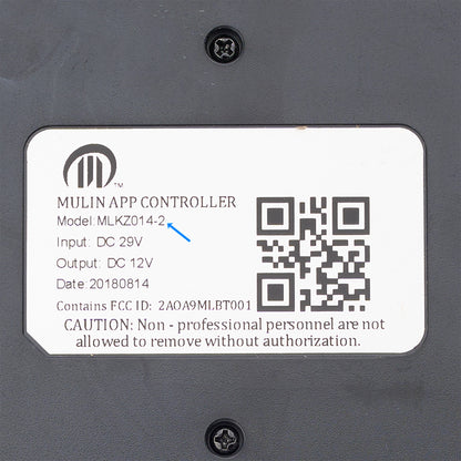 Model number tag of Mulin MLKZ014-2 App Controller Junction Box Control Box