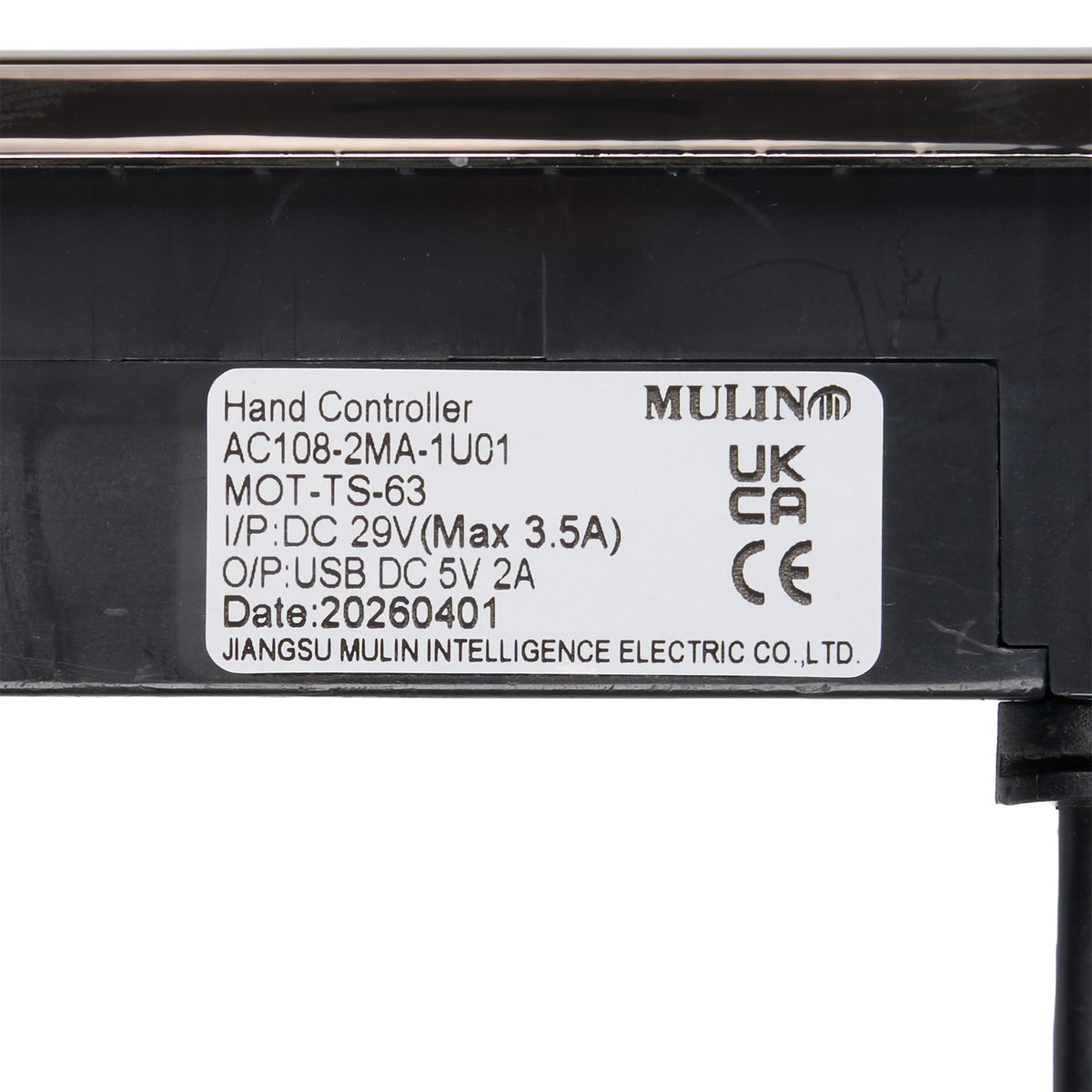 Model number tag of the Mulin AC108-2MA-1U01 5-Button Switch MOT-TS-63