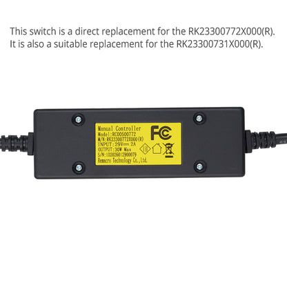 Model number tag of the RK23300772X000(R) RC00500772 - 4 Button Recliner Switch 
