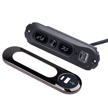 Black electronic device with multiple ports on a white background