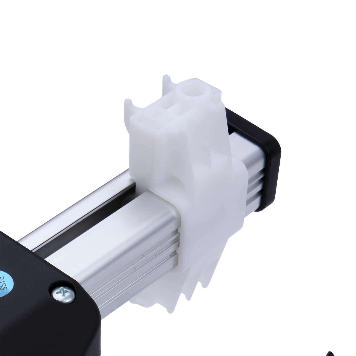 Close-up of a mechanical component with gears on a white background