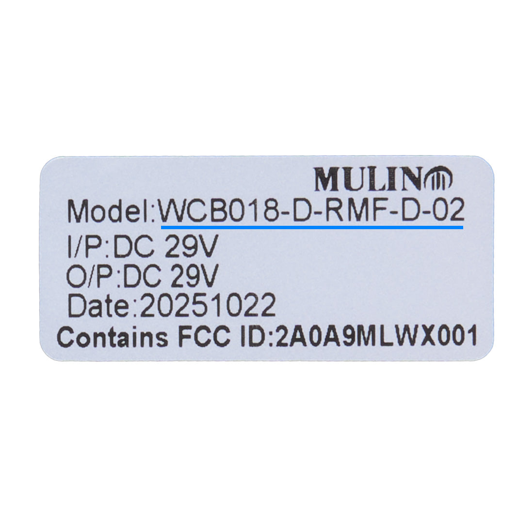 Technical label with specifications on a white background