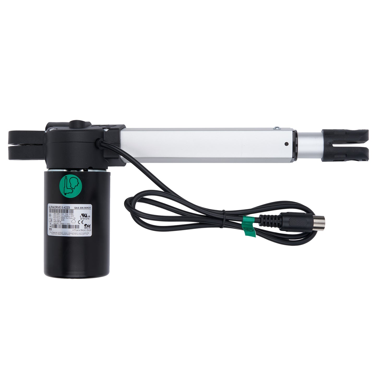 Electric actuator with cable on a white background